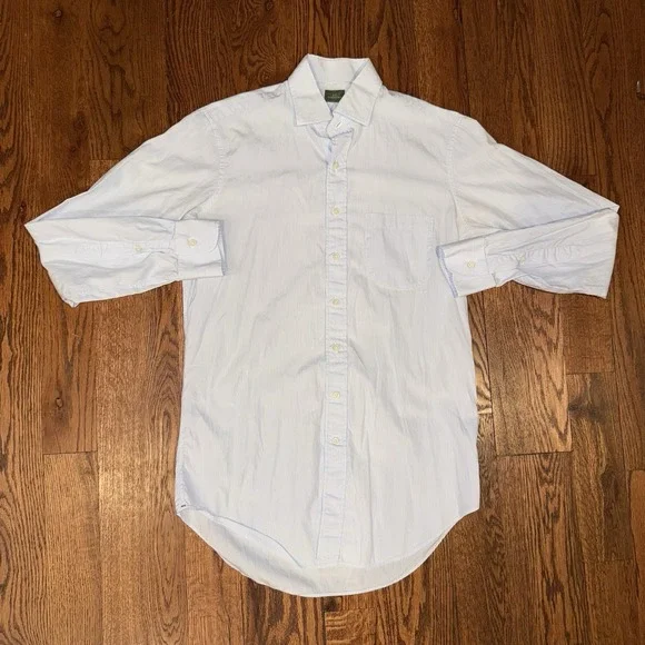 Sid Mashburn Long Sleeve Button Up Shirt Men's Small White Blue Striped Pocket - Picture 2 of 8